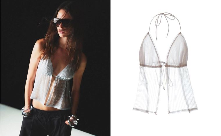 Топ с горловиной халтер с пайетками