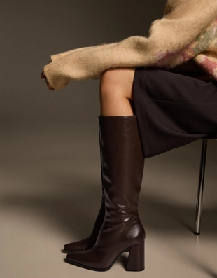 Сапоги на широком каблуке- Заказать в России