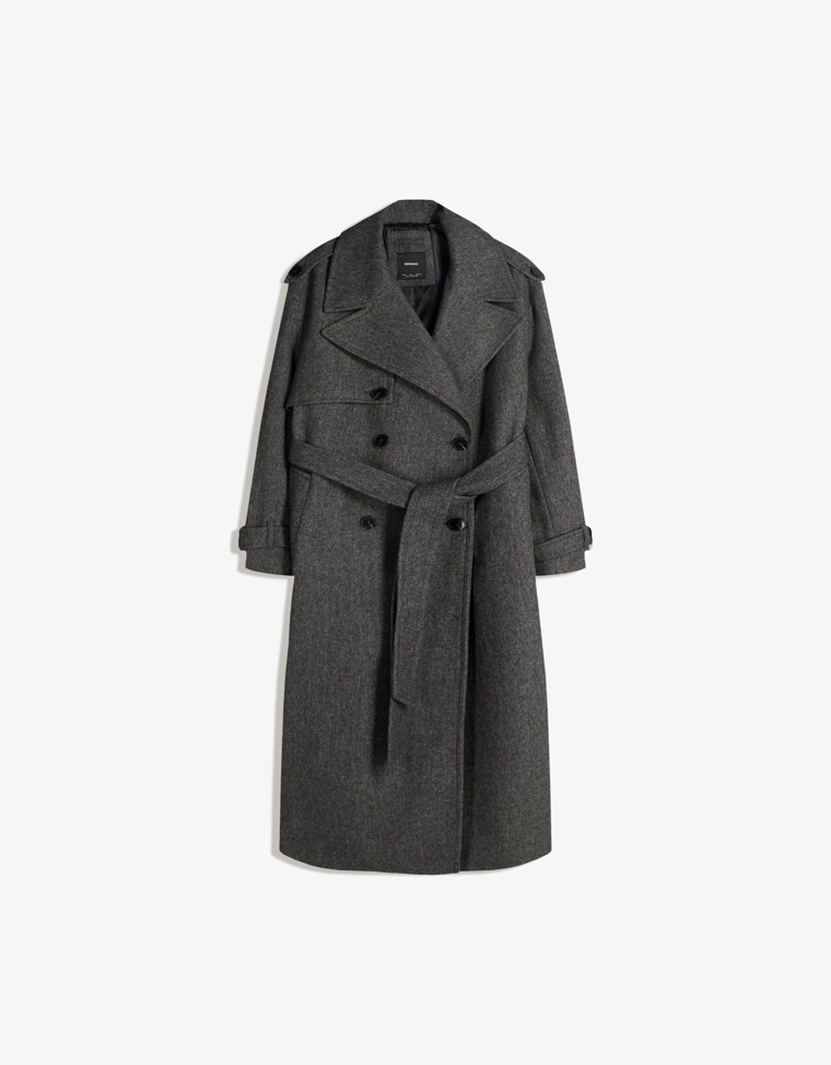 Тренч из шерсти оверсайз