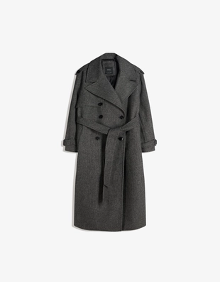 Тренч из шерсти оверсайз- Заказать в России