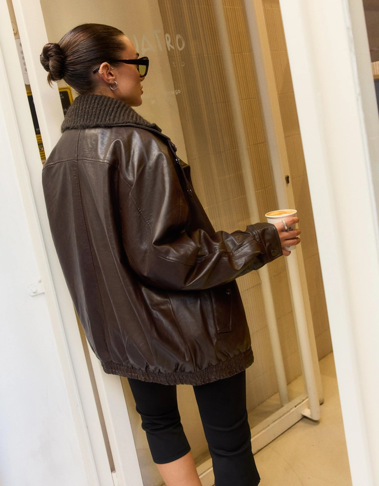 Куртка оверсайз из искусственной кожи