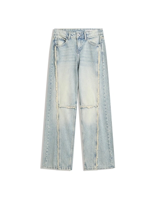 LOW WAIST BAGGY JEANS WITH FRINGING- Заказать в России