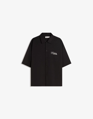 Рубашка геометрического кроя приталенная с вышивкой- Заказать в России