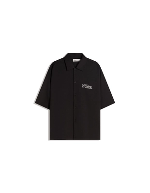 Рубашка геометрического кроя приталенная с вышивкой- Заказать в России