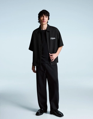 Рубашка геометрического кроя приталенная с вышивкой- Заказать в России