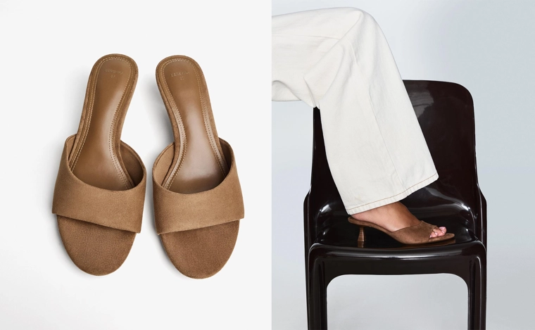 Босоножки-мюли на низком тонком каблуке