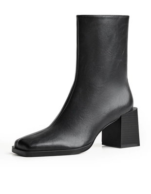 Ботильоны на каблуке с квадратным носом- Заказать в России