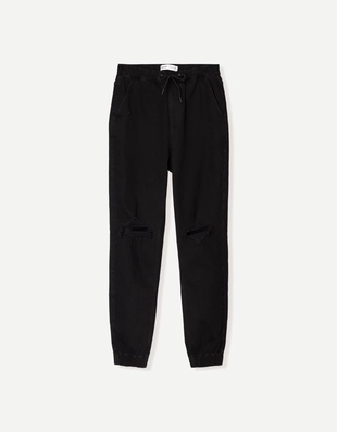 Джинсы джоггеры с разрезами- Заказать в России