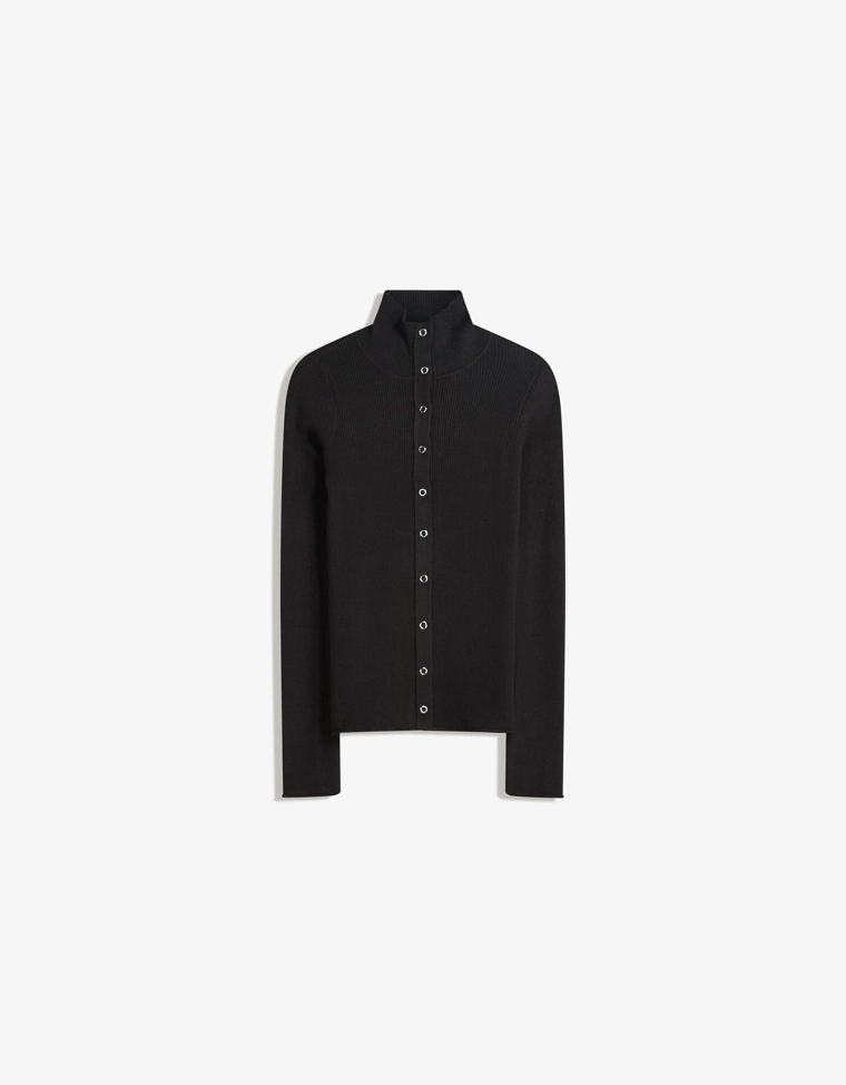 Кардиган из ребристой ткани с застежкой на крючки