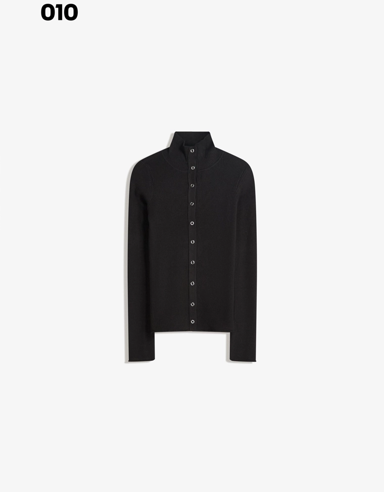 Кардиган из ребристой ткани с застежкой на крючки