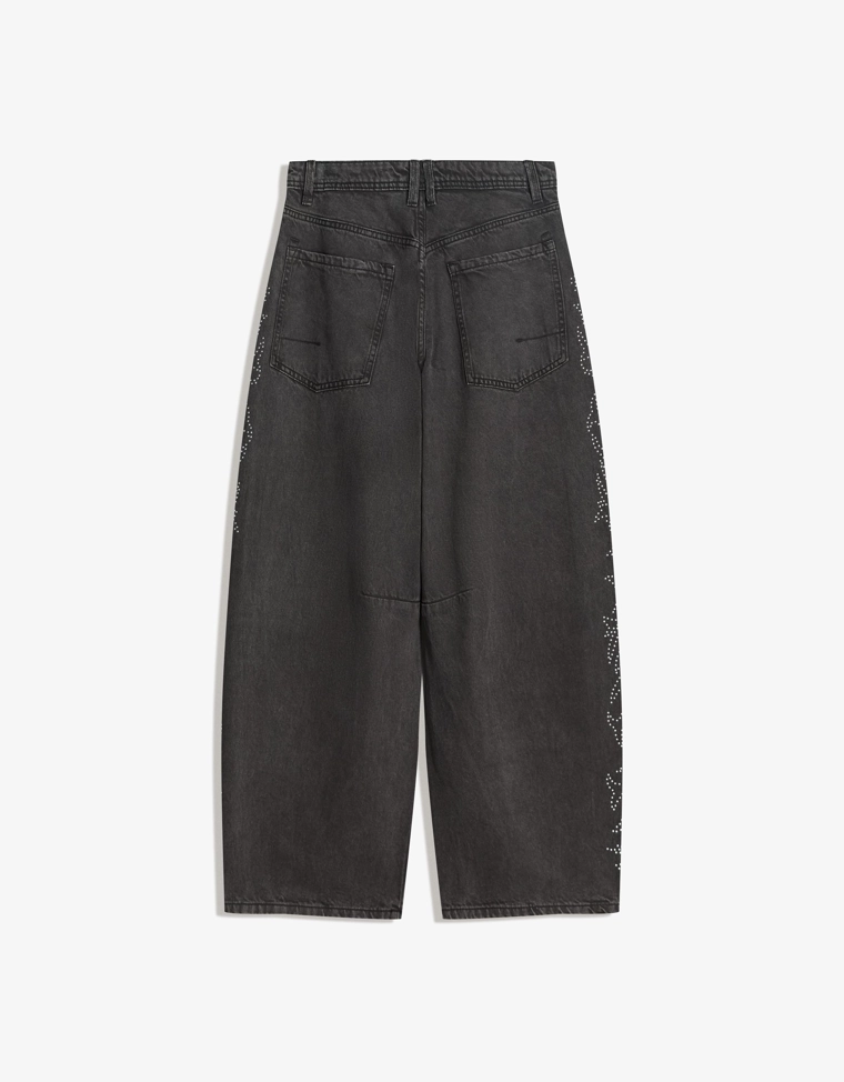 Брюки barrel с блестящей деталью