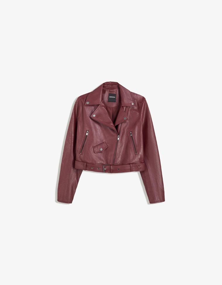 Куртка в байкерском стиле из искусственной кожи