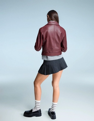 Куртка в байкерском стиле из искусственной кожи- Заказать в России