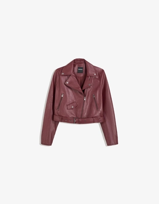 Куртка в байкерском стиле из искусственной кожи- Заказать в России