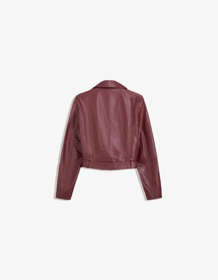 Куртка в байкерском стиле из искусственной кожи- Заказать в России