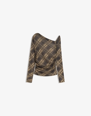 Лонгслив из полупрозрачной ткани в клетку- Заказать в России