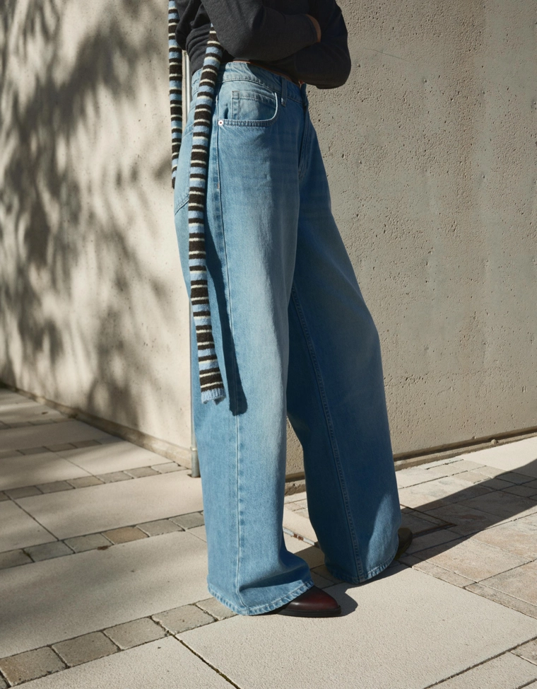 Джинсы с широкими штанинами