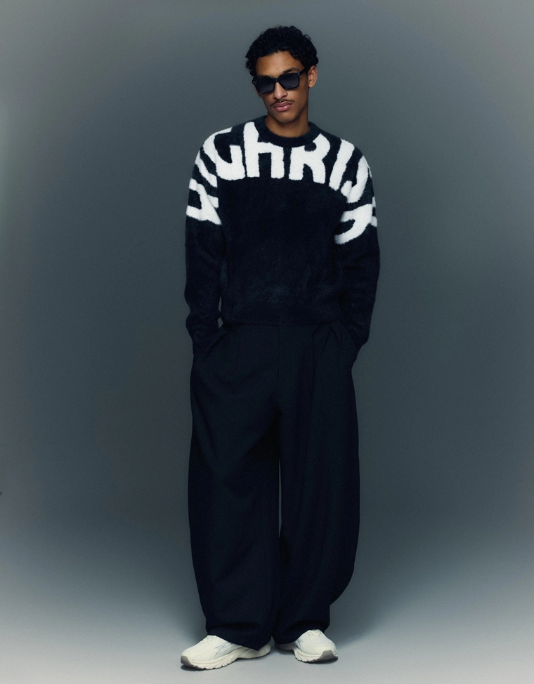 Свитер из искусственного меха с принтом