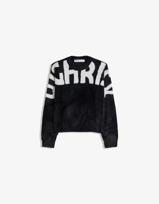 Свитер из искусственного меха с принтом- Заказать в России