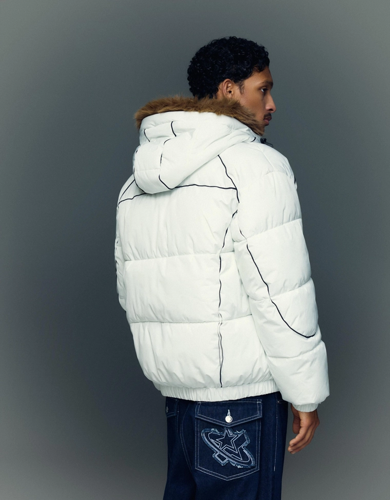 Technical jacket with faux fur hood