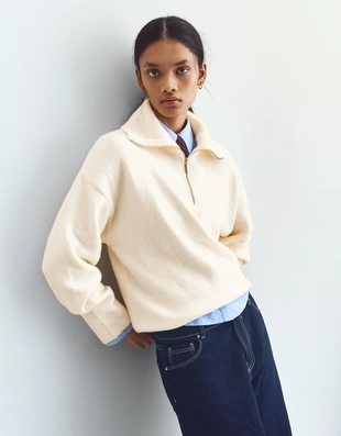 Свитер с высоким воротником и молнией- Заказать в России