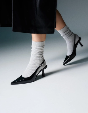 Туфли-мюли на среднем тонком каблуке- Заказать в России