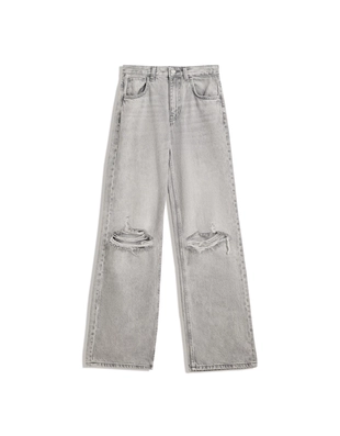 Джинсы с широкими штанинами и разрезами- Заказать в России