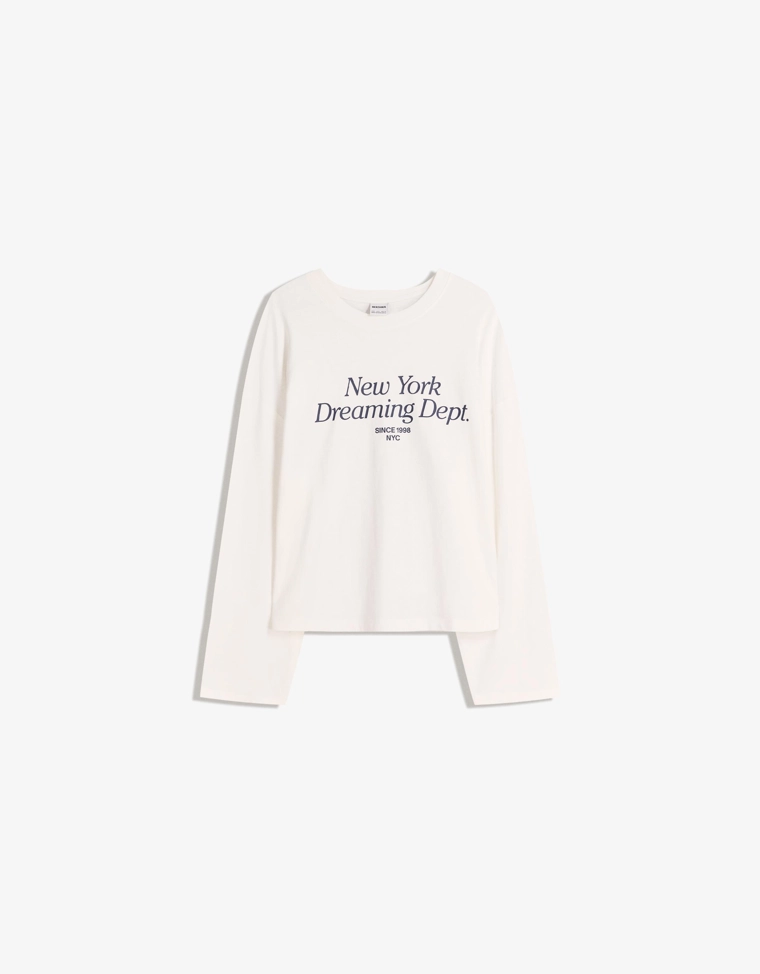 Футболка с длинными рукавами и принтом геометрического кроя