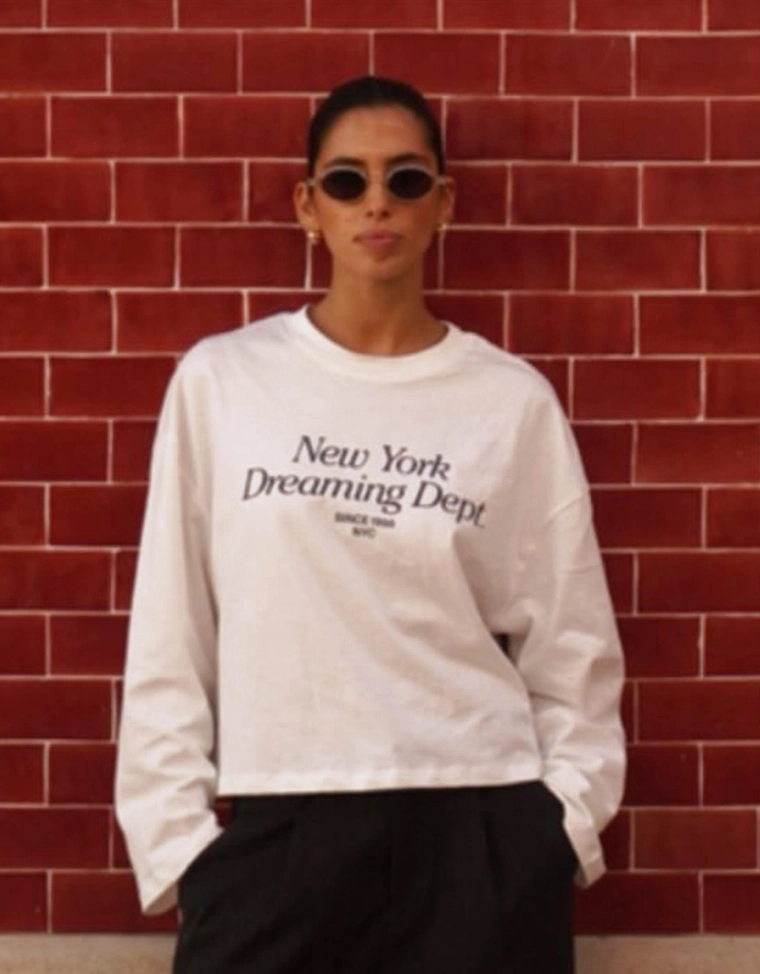 Футболка с длинными рукавами и принтом геометрического кроя