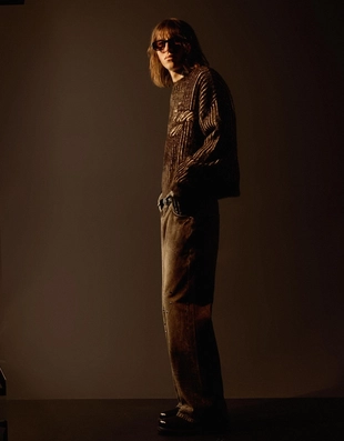 Свитер из искусственного меха с принтом- Заказать в России