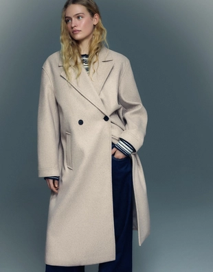 Camel|6910/741 - Bershka Двубортное пальто SOFT TOUCH