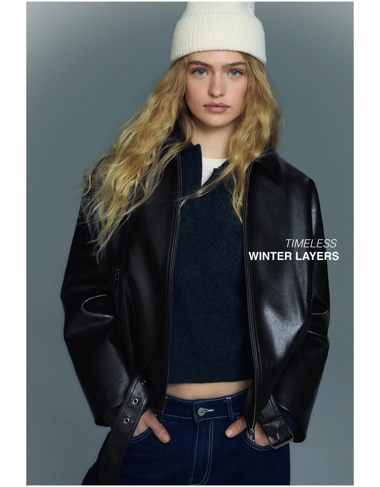 Куртка-бомбер из искусственной кожи с ремнем