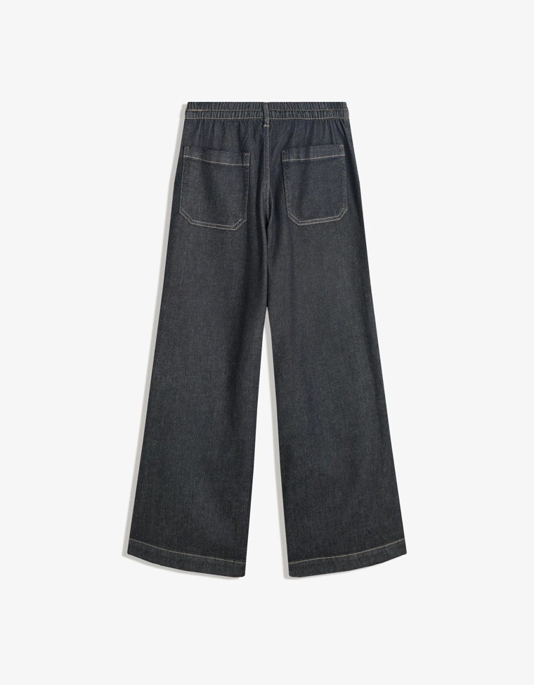 Джинсы из мягкой ткани с широкими штанинами