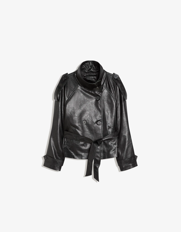 Короткая куртка-тренч из искусственной кожи