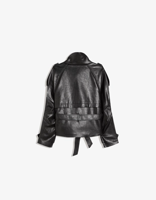 Короткая куртка-тренч из искусственной кожи- Заказать в России