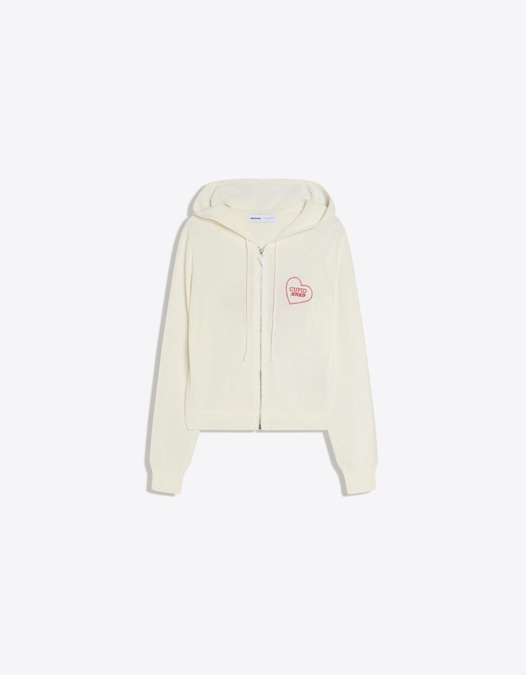 Худи на молнии с капюшоном и принтом