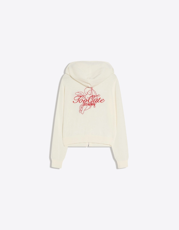 Худи на молнии с капюшоном и принтом