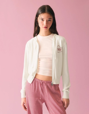 Худи на молнии с капюшоном и принтом- Заказать в России