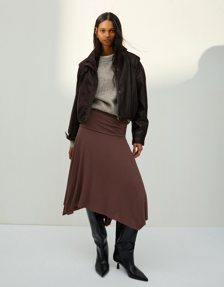 Куртка с эффектом плиссированной кожи bershka