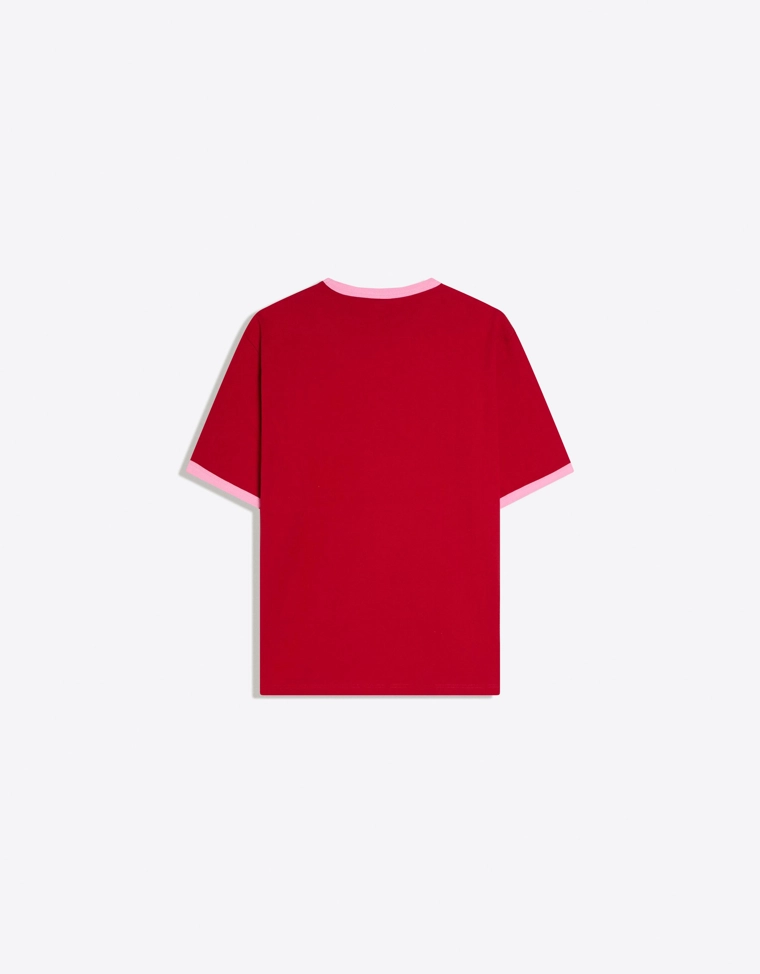 Футболка с короткими рукавами, контрастной отделкой и принтом