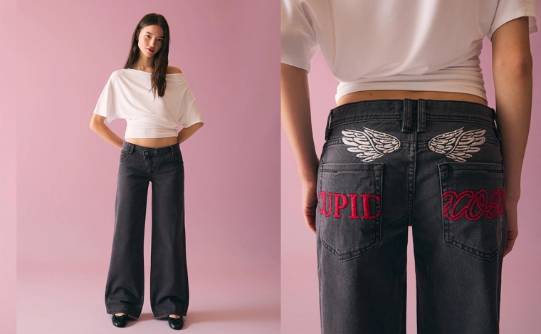 Брюки из твила с принтом