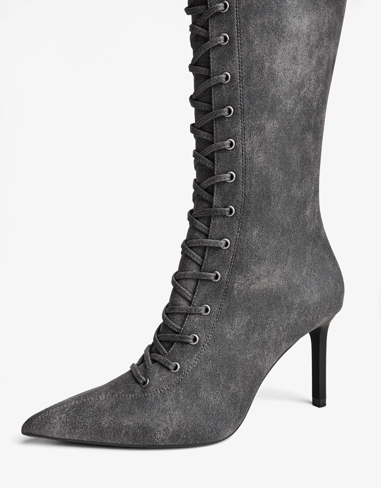 Lace-up heeled boots