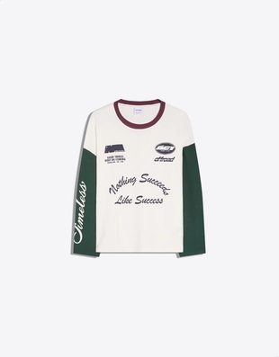 Лонгслив с контрастным принтом- Заказать в России