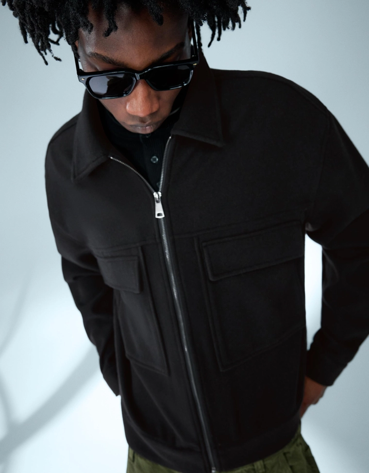 Фланелевая куртка-рубашка свободного кроя на молнии