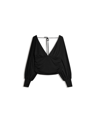 Топ с длинными рукавами и сборками- Заказать в России