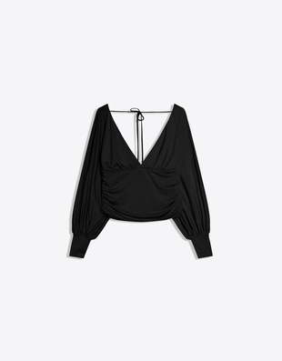 Топ с длинными рукавами и сборками- Заказать в России