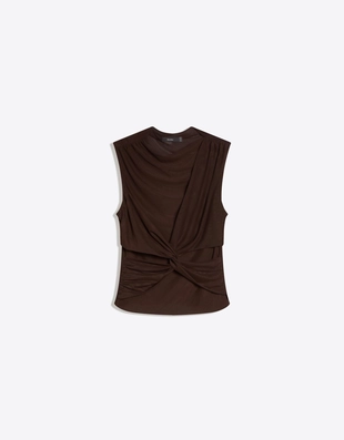 Топ из полупрозрачной ткани без рукавов- Заказать в России