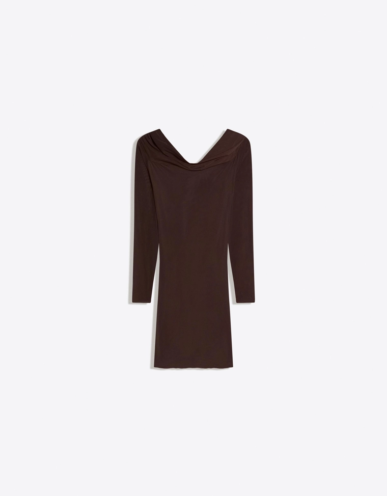 Мини-платье из полупрозрачной ткани с длинными рукавами и узлами