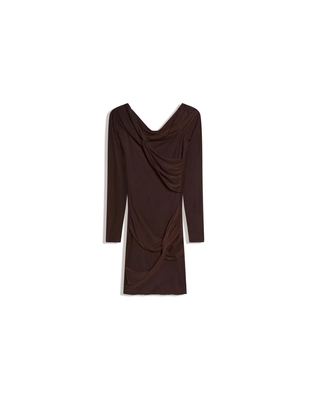 Мини-платье из полупрозрачной ткани с длинными рукавами и узлами- Заказать в России