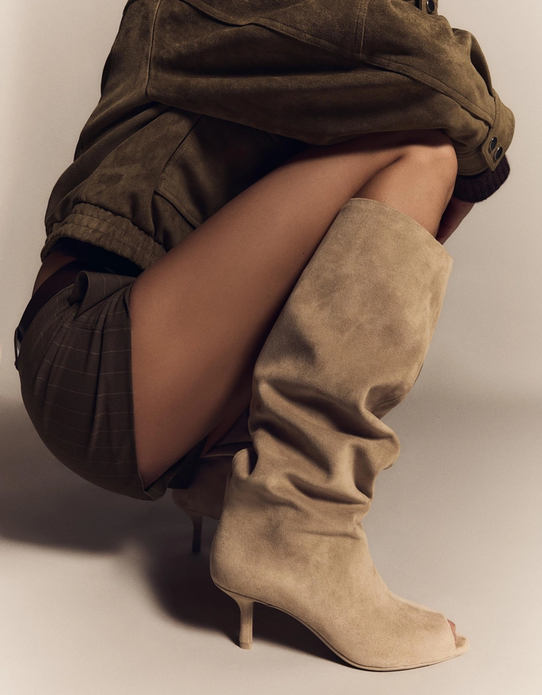 Split kitten heel boots